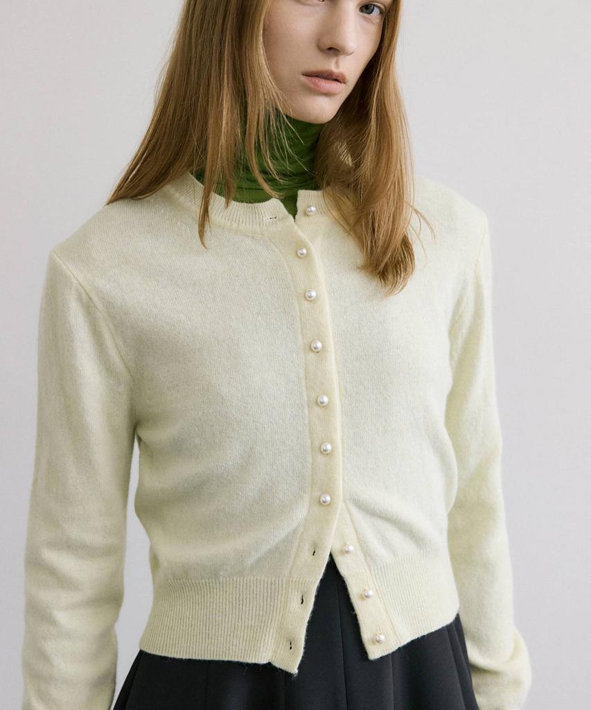 Mais Pearly Button Wool Cardigan / Butter