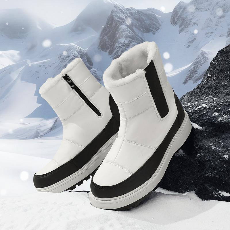 Snow boots women's high-top large-size velvet warm outdoor shoes overalls zipper hiking Northeast hiking shoes