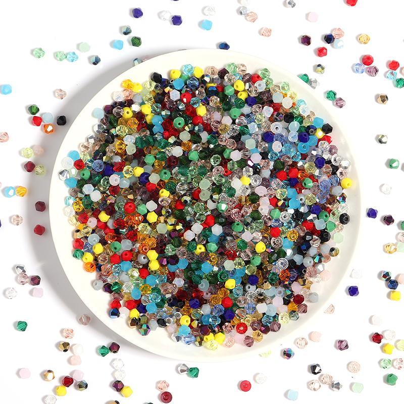 200pcs/Lot Mixed Color 4mm Bicone Beads For Jewelry Making Faceted Glass Beads Shiny Crystal Beads Loose Beads DIY Bracelet