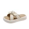 Hausschuhe Sommerkleidung Neujahr neuer Feen-Stil Schleife Muffin-Plateau Strandschuhe Ein-Riemen-Schlappe Ins-Tide