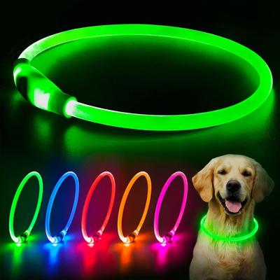Flashseen LED Dog Collar, USB Rechargeable Glowing Lighted Up Collar, Cuttable Water-Resistant TPU Safety Collar Lights for Small Medium Large Dogs