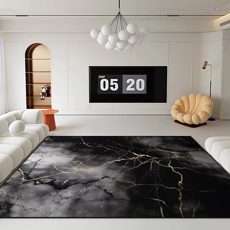 Black Luxury Style Carpets for Living Room Lounge Coffee Tables Washable Mat Modern Home Decor Large Area Soft Rugs Customizable