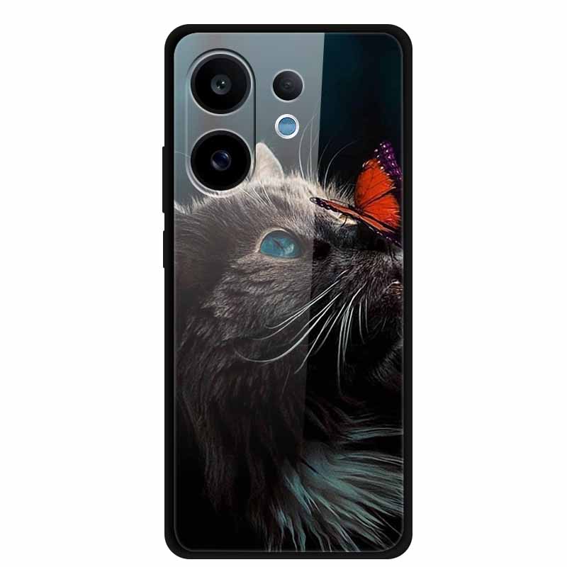 For Vivo V60 5G Glass Case Fashion Cool Animal Tempered Glass Back Cover Case For Vivo V 60 2025 Phone Cases 6.77" Fundas Coques
