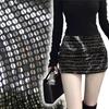 50X145CM Glitter Silver Mirror Sequin Stretch Fabric Background Stage Performance DIY Sewing Craft Supplies Material