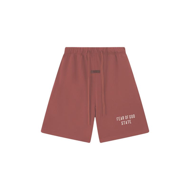 E855 Fear Of God Essentials Letter Sweat Shorts Unisex Oversized Cotton Drawstring Elastic Waist Streetwear Casual Sports Shorts