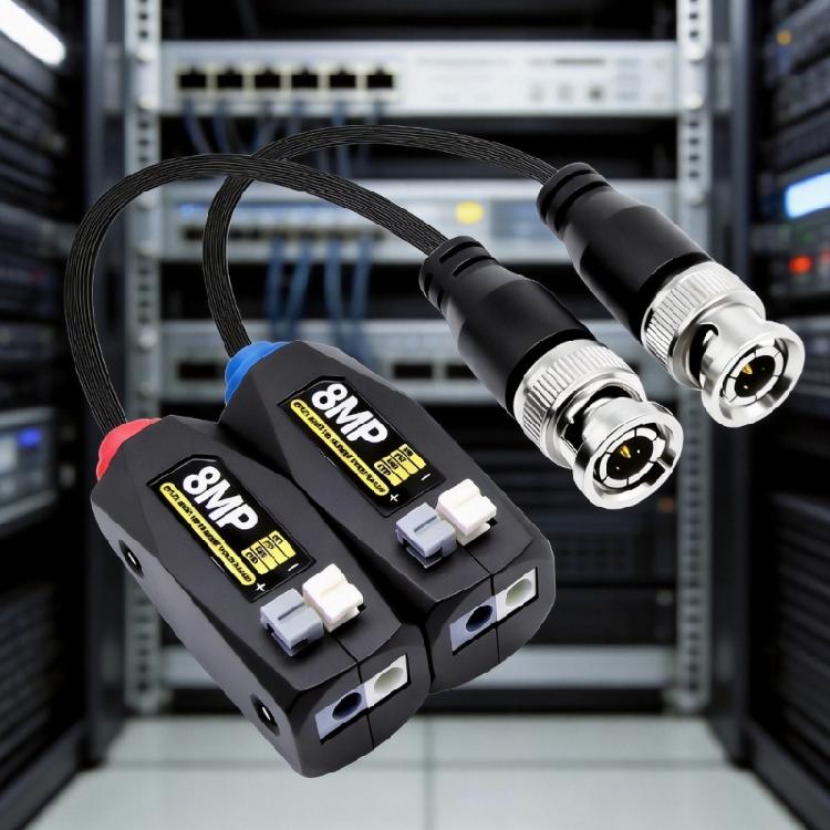 Cat5E Cat6 CCTV Video Balun Set with BNC Male Plugs and Compactly Press Fit Terminals Body for DVR Camera Video Transmission Projects Use