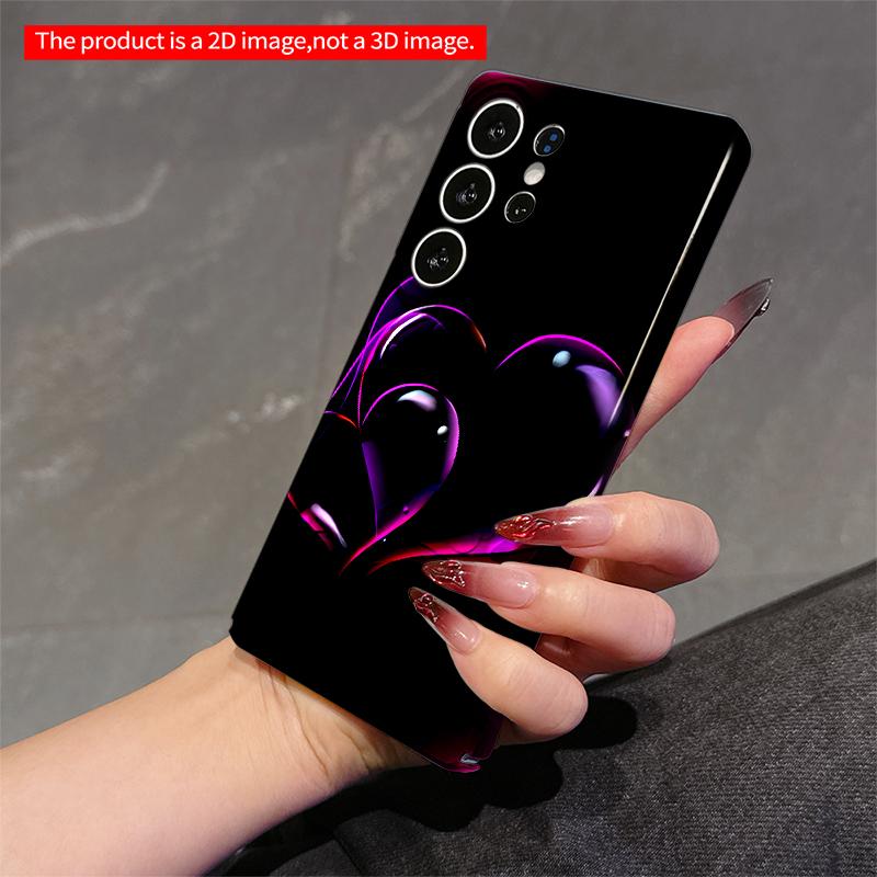 2DFlat Samsung phone case Glowing Purple Hearts Neon Design Applicable to Galaxy S23 S24 S25ULTRA S26 A12 A14 A15 A16 A54 A55
