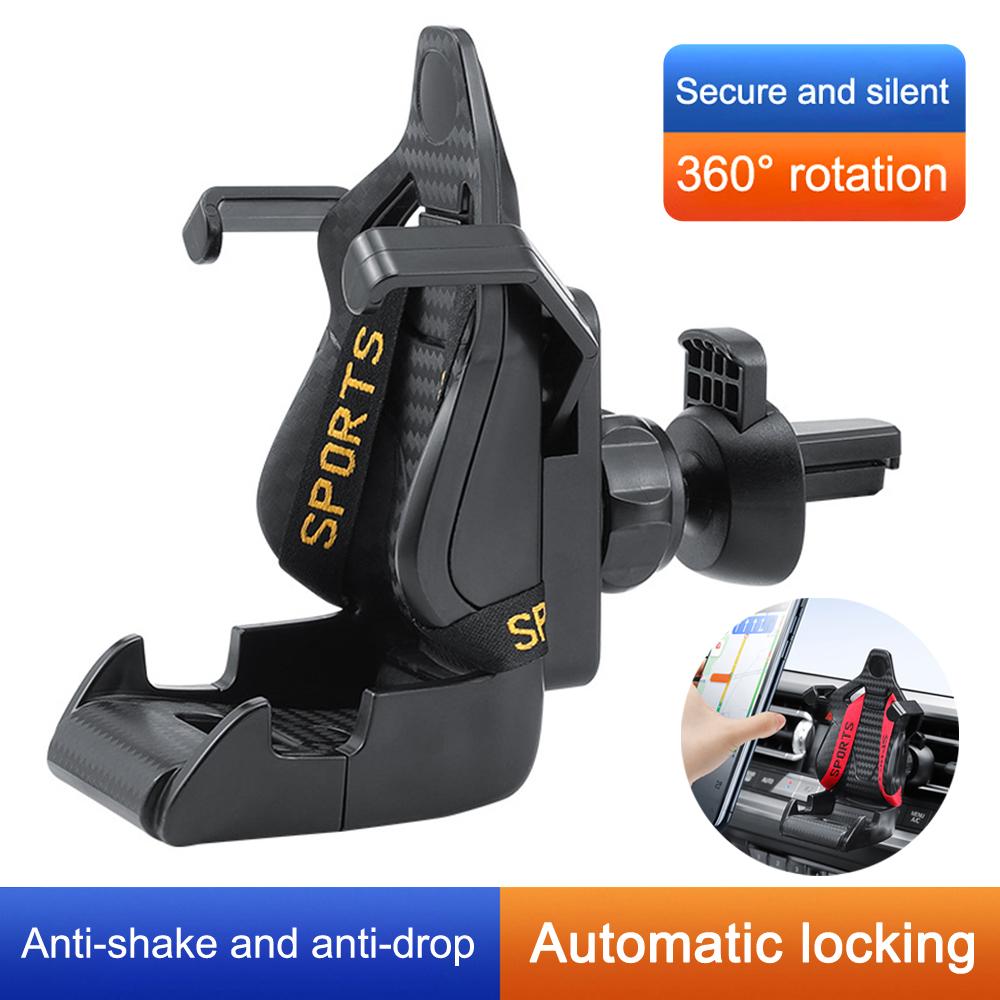 360 Karbonfibermønster Racingseteformet Biltelefonholder GPS-støtte For forskjellige telefonmodeller Luftventil Universelle verktøy Ne