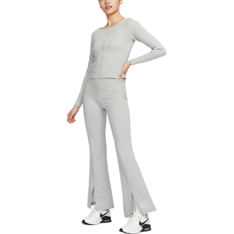 Nike Air High-Waisted Split Solid Color Tight Flare Casual Pants Women bottoms Dark-Gray Photon-Gray FN1892-063