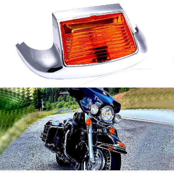 Rich Choices Rear Smoked Fender Light LED Fender Tip Tail Lights Compatible with Harley Road King Electra Glide Ultra Classic Heritage Softail Amber Lend-Front