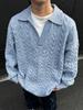 Men's Gray Two-Piece Pilling-Resistant V-Neck Sweater – Korean Style Winter Knitwear