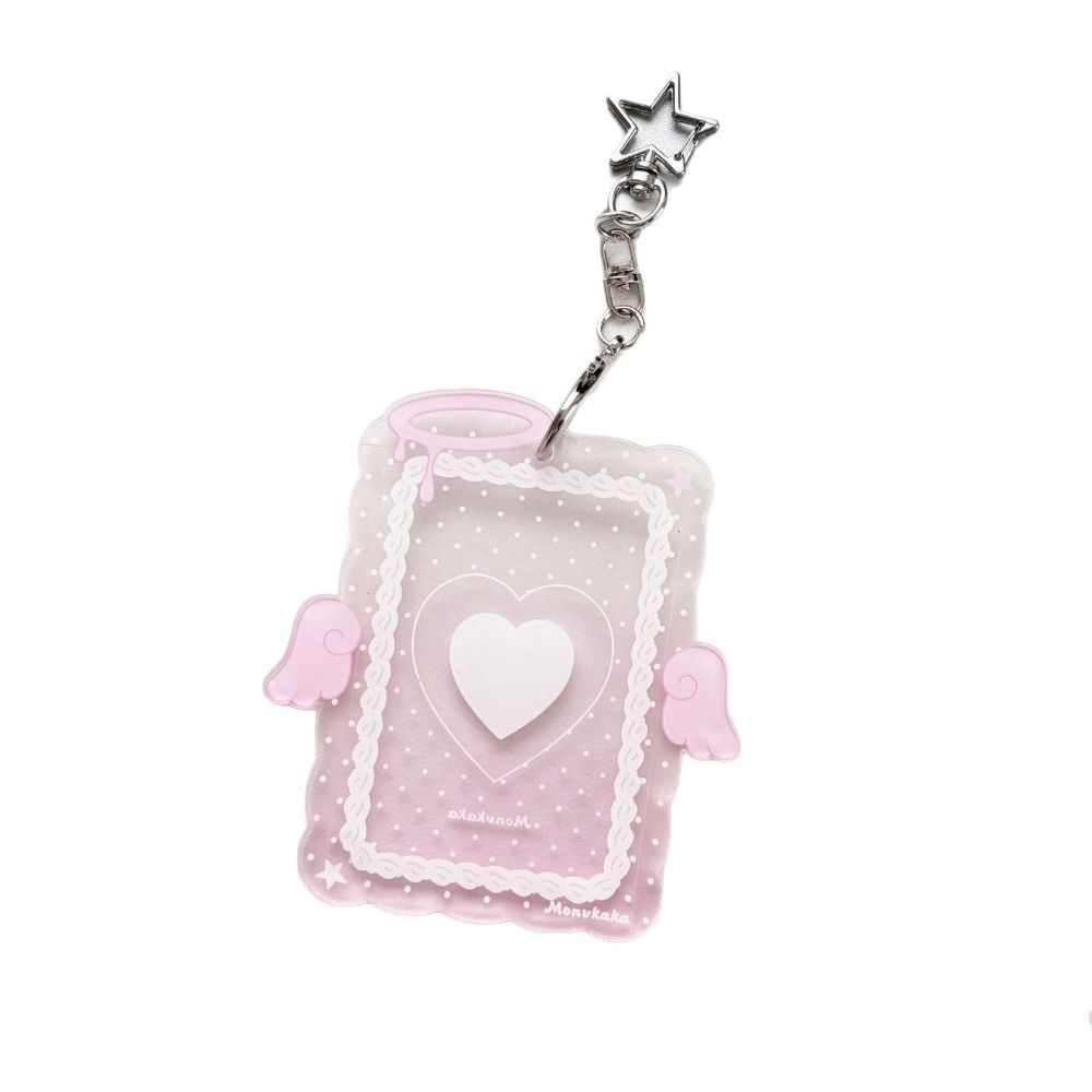 Cute 3 Inch Card Holder Colorful Angel Wings Clear Acrylic Card Sleeve ID Card Cover