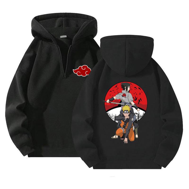 Naruto Anime Pulovr Mikina se čtvrtinovým zipem a kapucí Sportovní Outdoorová Mikina Ležérní Dlouhý Rukáv Pánské Oblečení Mikina Streetwear