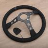 JDM Black Edition Suede Leather Steering Wheel Deep Dish Gaming Sport Steering Wheel for Racing