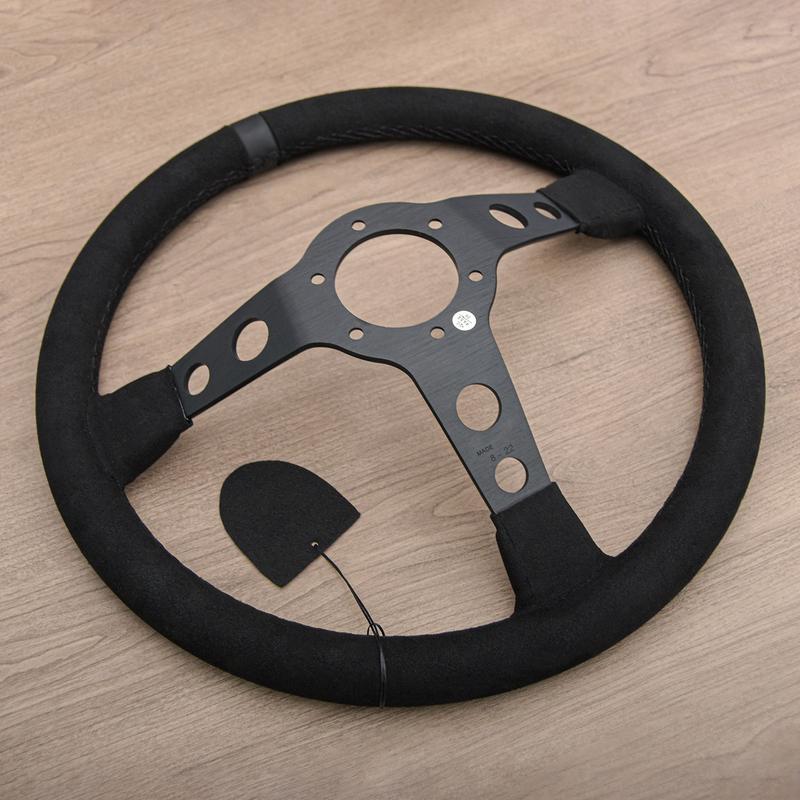 JDM Black Edition Suede Leather Steering Wheel Deep Dish Gaming Sport Steering Wheel for Racing