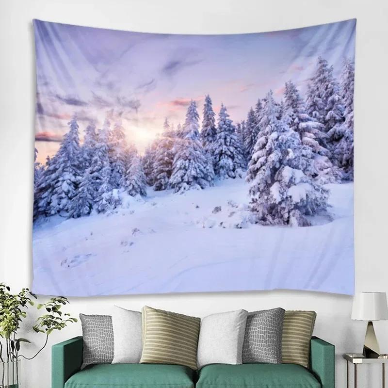 Winter Snowy Forest Pattern Bedroom Curtain Background Cloth Home Decoration Room Living Room Wall Tapestry