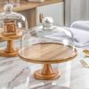 Chenxuan High-Foot Bamboo Cake Stand with Glass Dome