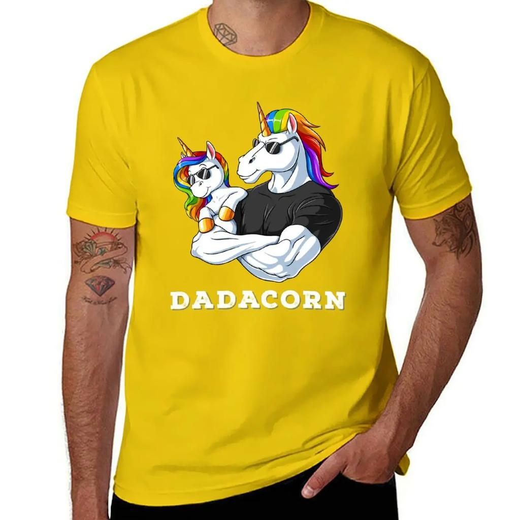 Dadacorn Einhorn Papa und Baby Mädchen Geburtstag Prinzessin Vatertag Tochter T-Shirt Anime Kleidung Herren T-Shirts Freizeit Stilvoll