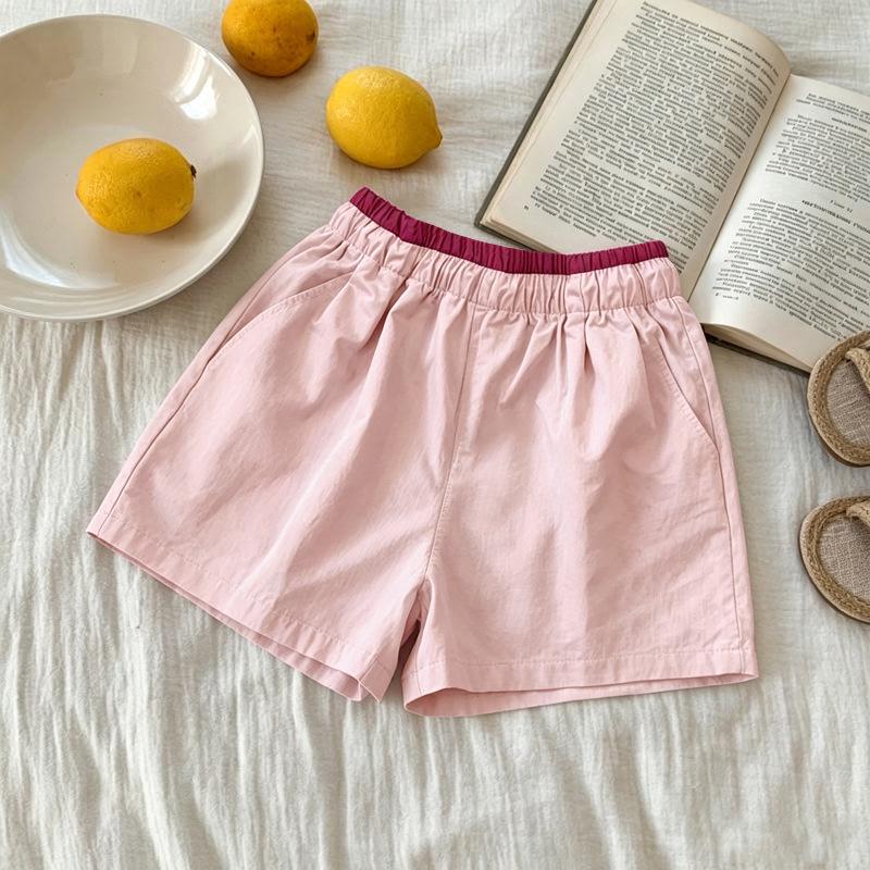 Trendy Girls' Color Block Quick Dry Shorts for Kids 6-12 - Loose Fit Summer Style