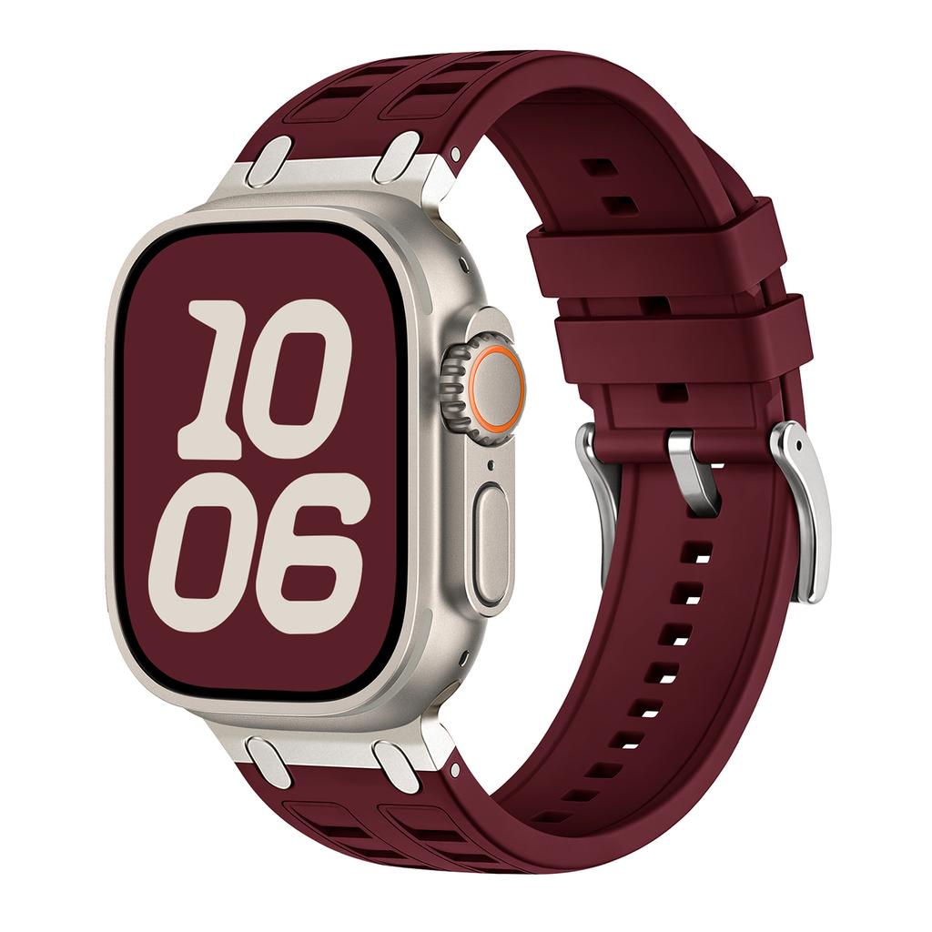 Metal Head Silicone Band for Apple Watch Ultra 3 49mm 46mm 42mm 45mm 44mm 40mm Rubber Strap for Iwatch Series 11 10 9 8 7 6 5 SE
