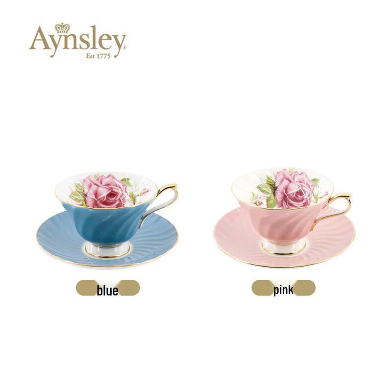 AYNSLEY Swirl Western Rose Teacup and Saucer Set