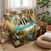 Coperta in Flanella Personalizzata con Nome Testo Newcastle United FC Logo Calcio Coperta in Pile Personalizzata Regalo Speciale per Divano Camera da Letto Casa