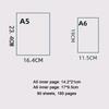 A5 travel diary, girls' leather notebook, student notebook, memo, 90 sheets, 180 pages, replaceable inner pages