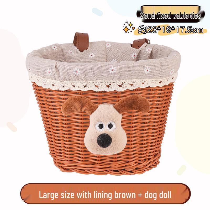 Retro Woven Front Basket for Children's Bicycles, Scooters, or Doll Strollers