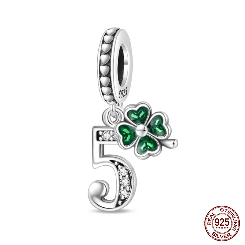 100% Copper Four Leaf Clover Lucky Numbers Soccer Charms Pendants Fit Qikaola Original Bracelets Fine Diy Jewelry