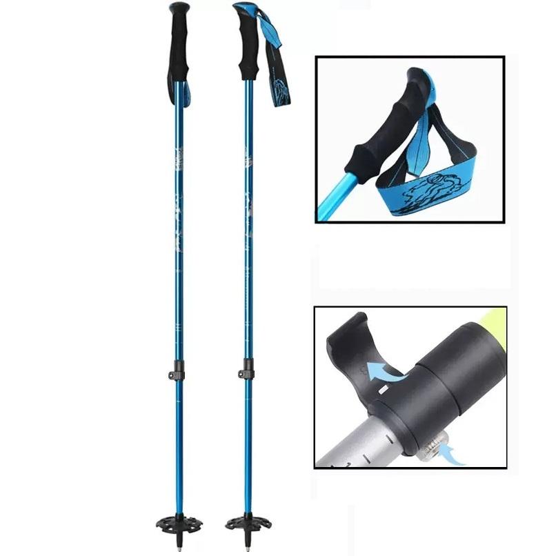 Two-Section Telescopic Aluminum Alloy Ski Poles 78-135cm Adjustable with Wrist Strap