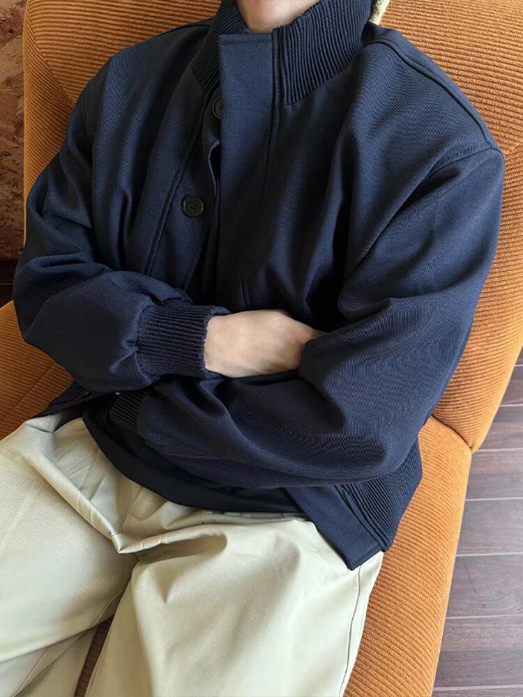 Męska pikowana kurtka bomberka Harajuku 2025 - Wysokiej klasy casualowy kołnierz stojący na wiosnę/jesień