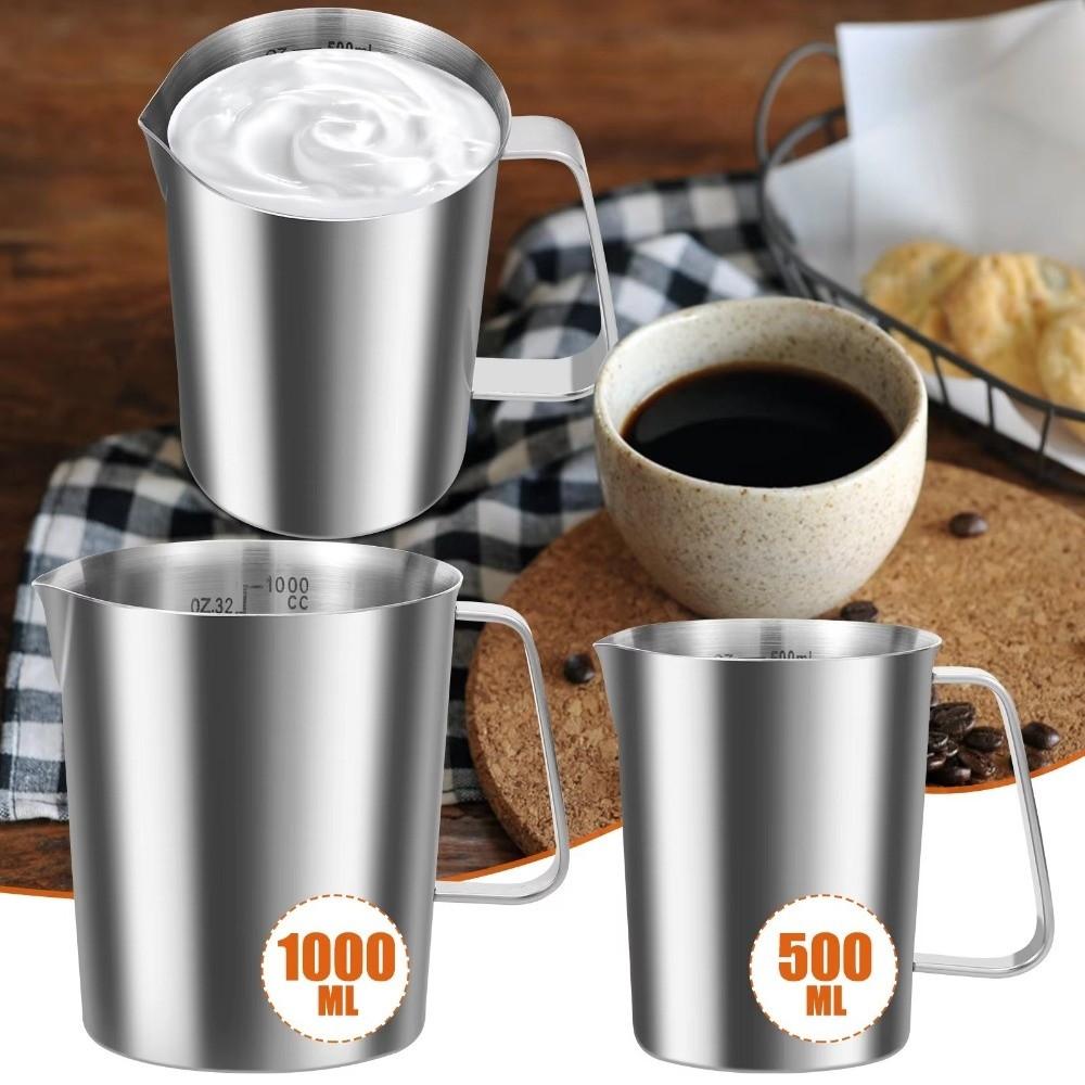 Stainless Steel Graduated Cup with Scale Milk Frothing Jug Stainless Steel Cup Coffee Making