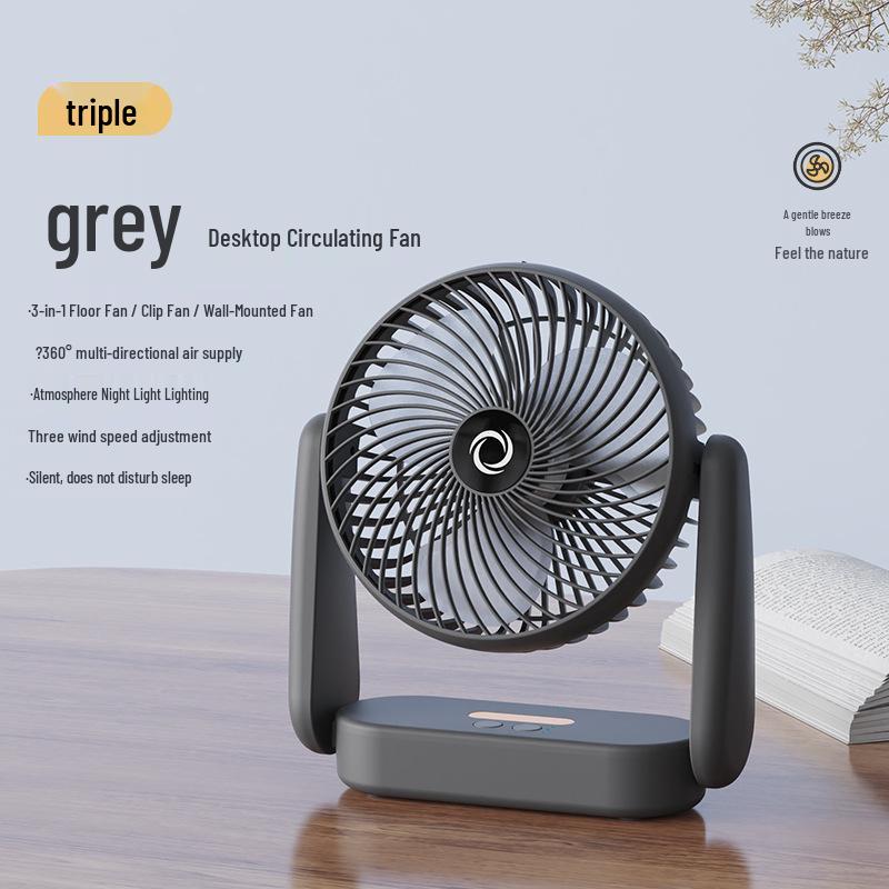 USB Rechargeable Mini Desktop Fan with Light Fan with Light чёрный