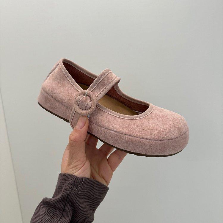 Soft leather version~ niche small floral Mary Jane sweet shallow mouth spring new round head retro soft sole Doudou single shoes