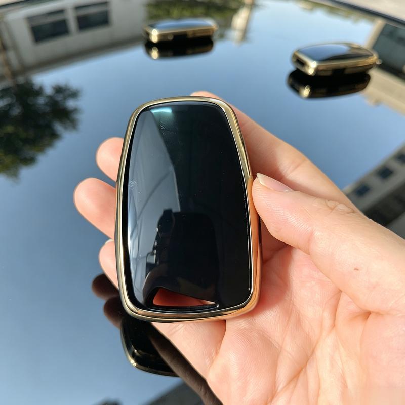 Gold Edged Tpu For Hyundai Grandeur Sedan Santa Fe Grand Santafe Ix45 Equus Azera Genesis G80 Car Key Case 4 Button Key Cover