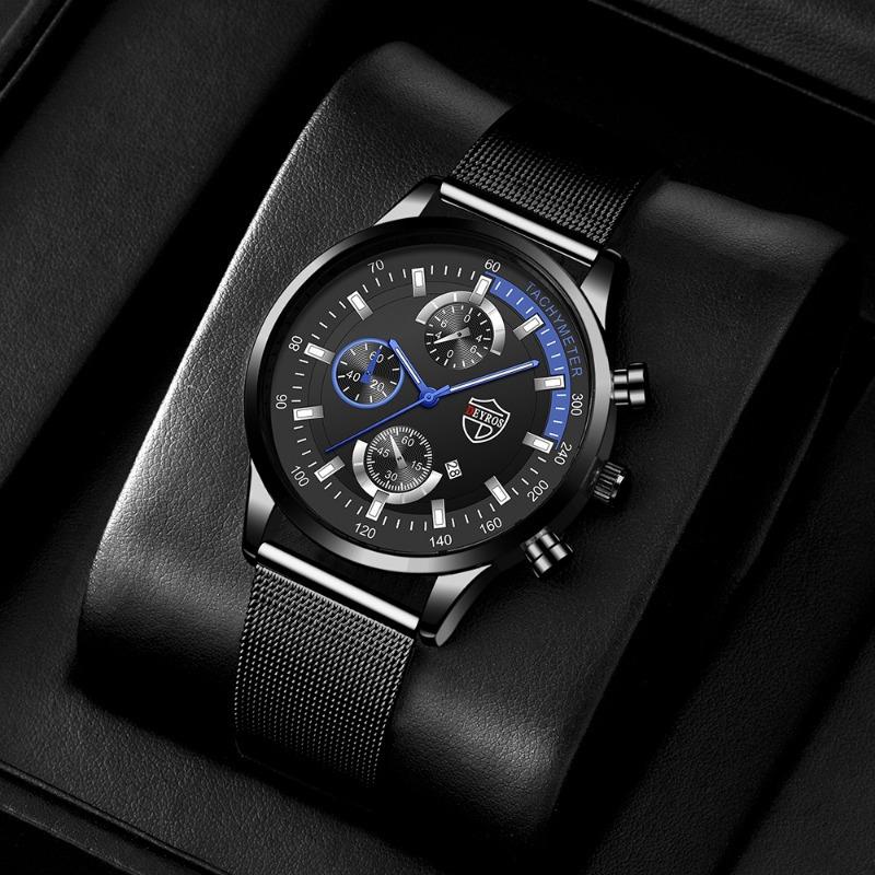 Men's Fashion Business Stainless Steel Band Watch Luminous Quartz Wristwatch Men's Date Watch, Men's Gift