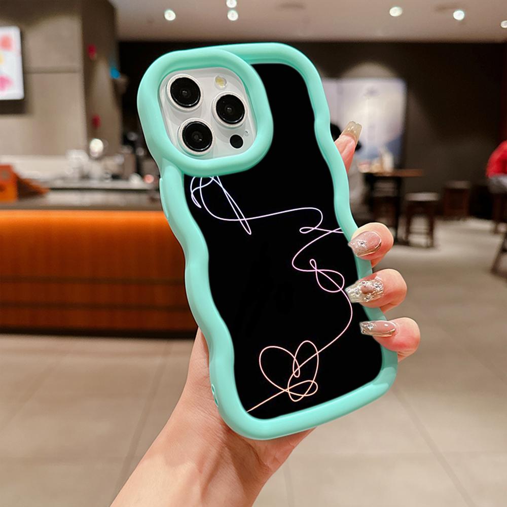 Custodia morbida per telefono Macaron Big Wave per iPhone 11 12 13 14 15 Samsung A14 A15 A23 A24 A25 A54 A55 Xiaomi Redmi Note 13 Cover A18 Love Yourself Flower art