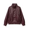 Womens Long PU Leather Coat Oversized Fit 2025 Black Beige Burgundy