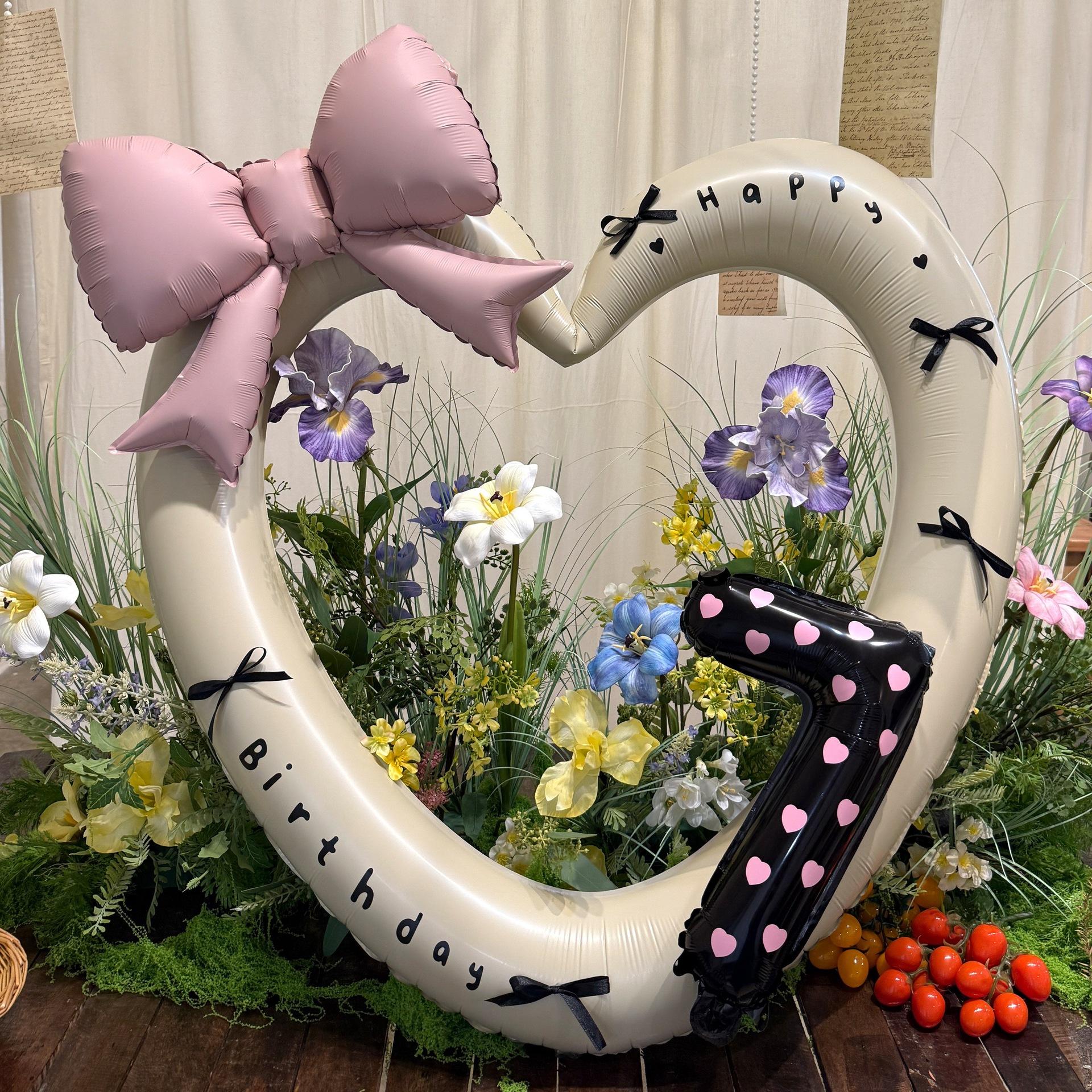 

40 Inch Pink Heart Foil Balloon Black Digital Aluminum Birthday Party Decor Baby Shower Girls Gift for Wedding Baby Shower Prop Number&40inch