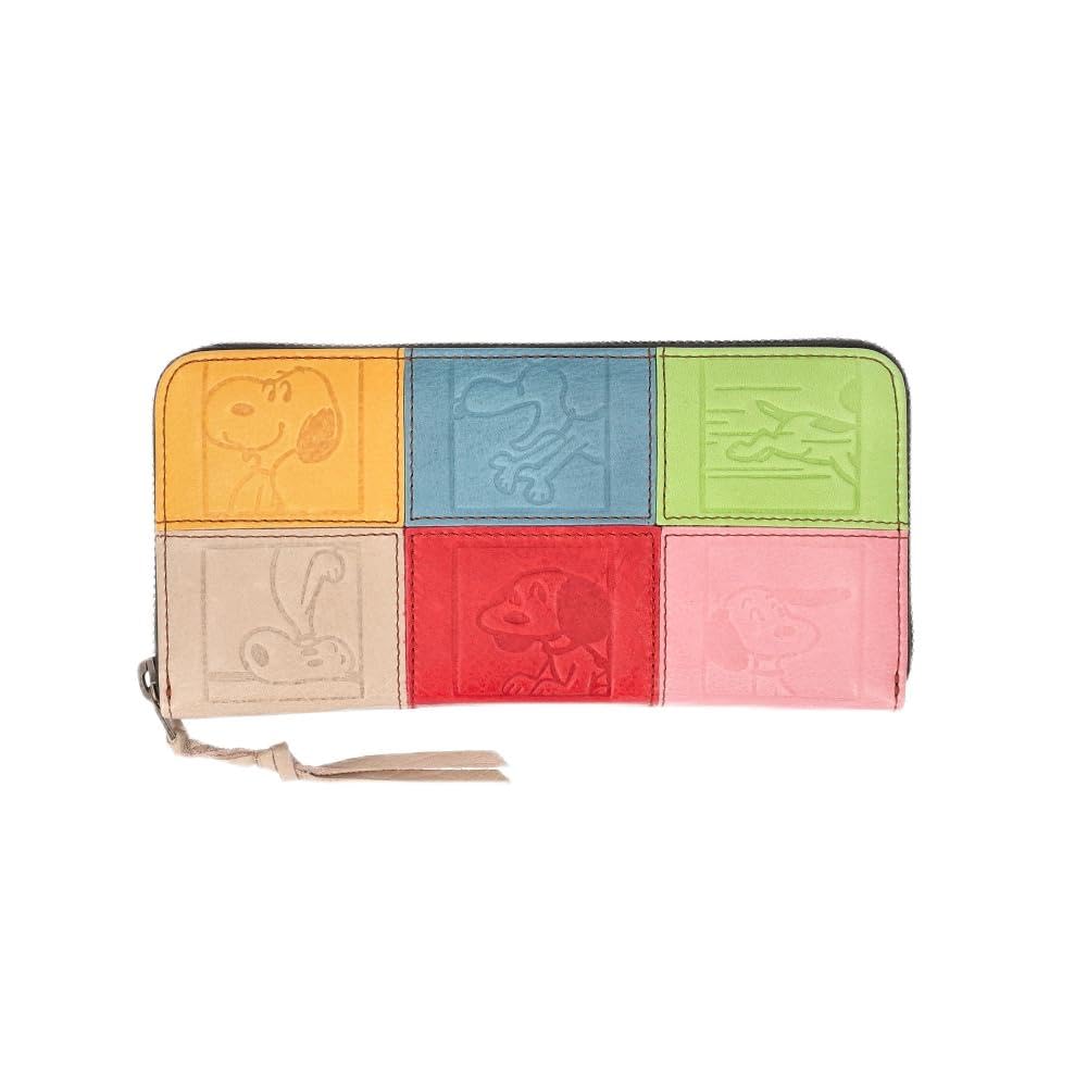 

round zipper long round genuine Snoopy patchwork SNOOPY [Peanuts] Women s wallet, zipper, leather, character, [73490] (gray) сірий колір