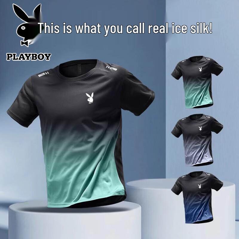 PLAYBOY Men s Gradient Quick-Dry T-Shirt M