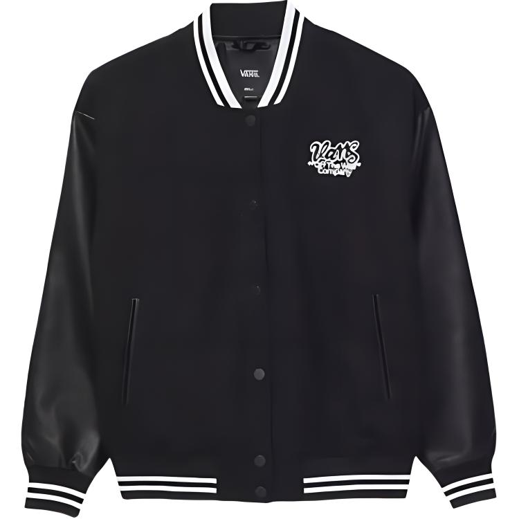 Vans Logo Embroidered Varsity Jacket Black VN000GJRBLK S