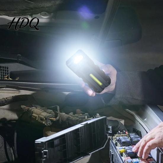 Outdoor Flashlight 1/2/3Pcs 180 Degrees Rotating Head Magnetic Dual Beam LED Degree Swivel Work Light USB Rechargeable Pocket-Size Camping EDC Lamp