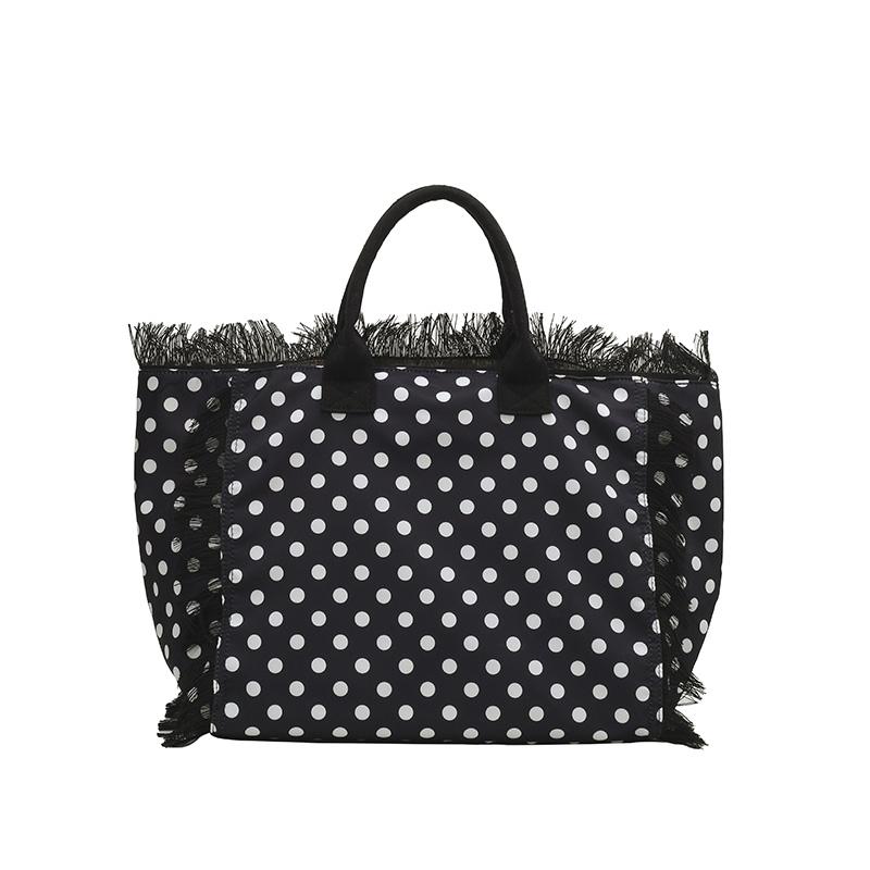 New Trendy and Fashionable Large-capacity Handbag Polyester Fiber Polka Dot Pattern, Versatile Commuter Single-shoulder Tote Bag