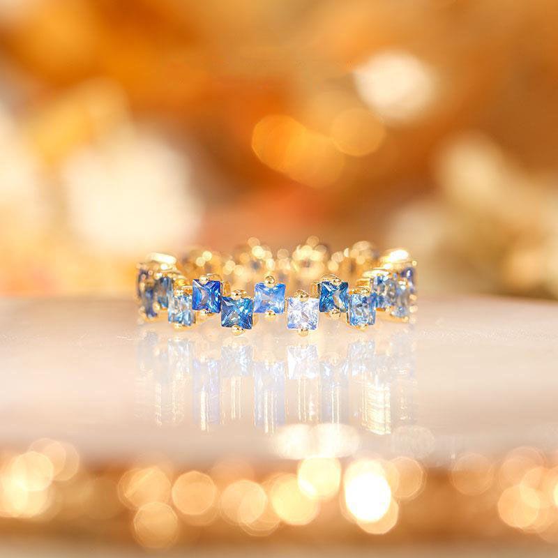 Erhun Creative Zircon Diamond Inlaid Gold-Plated Square Ring