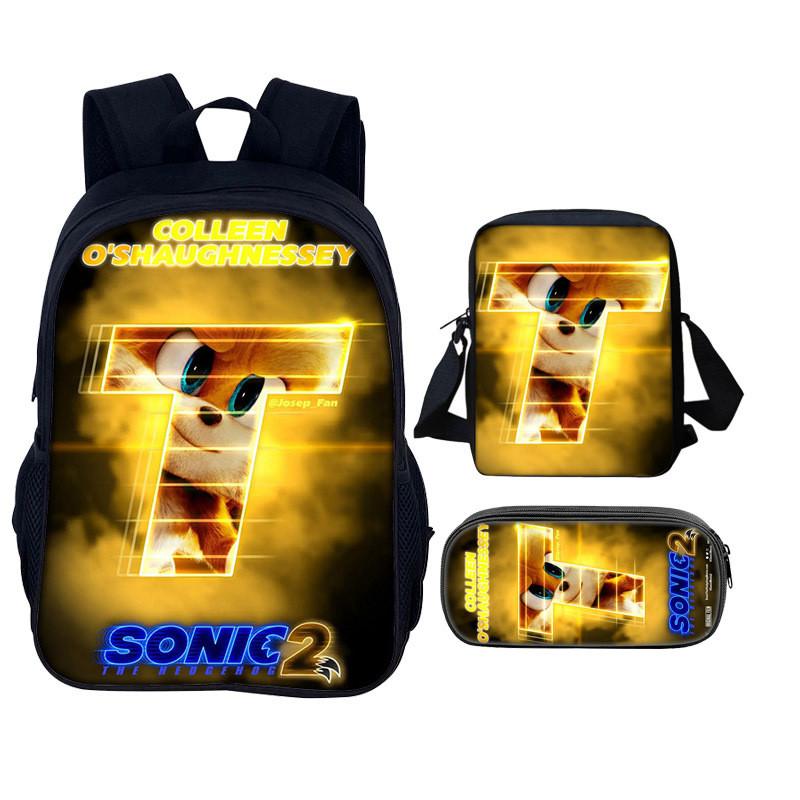 Sonic The Hedgehog 2 Book Bag Set With Waterresistant Polyester For School And Travel