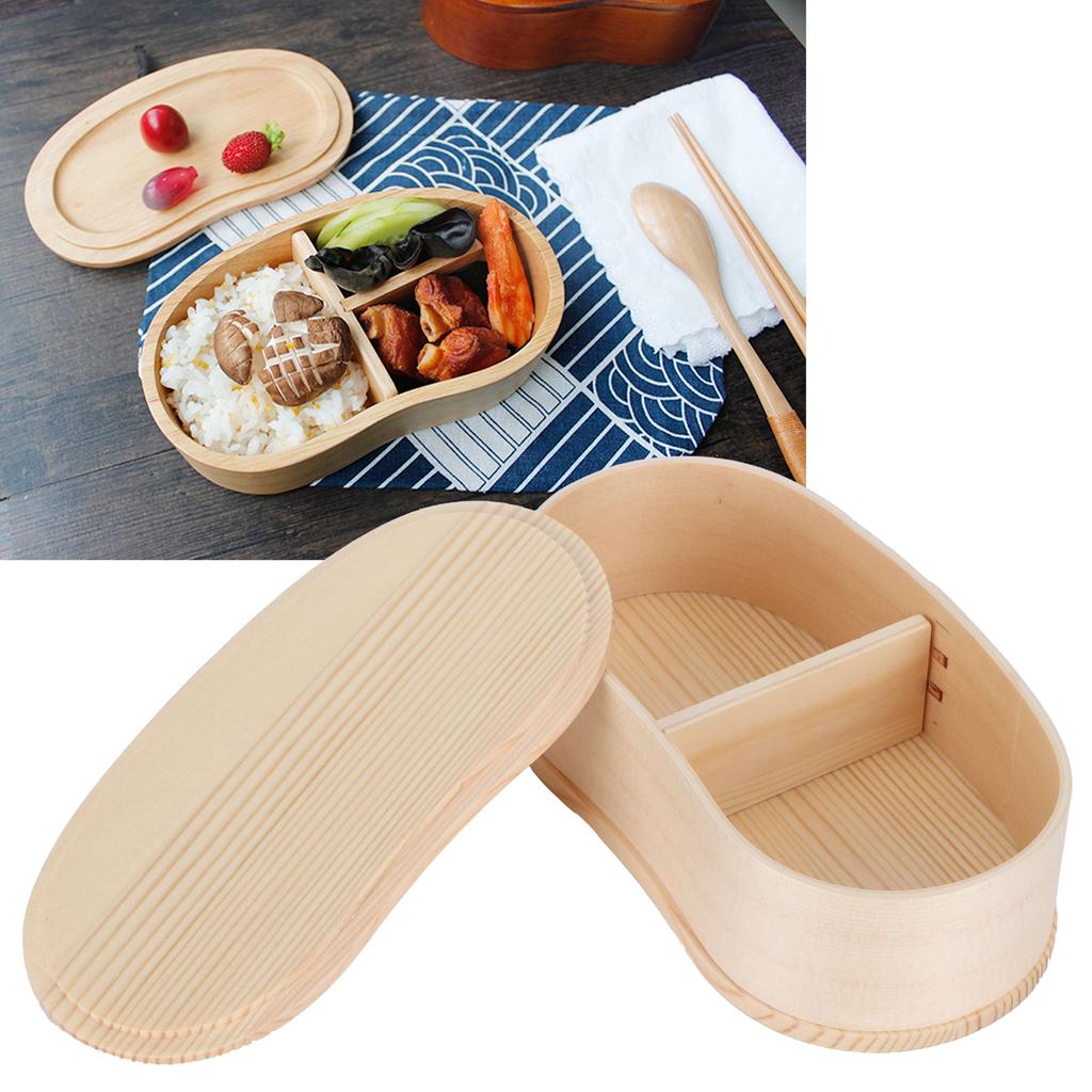 Portable Lunch Box Set Japanese Wooden Food Storage Container for Home Picnic 17x9cm