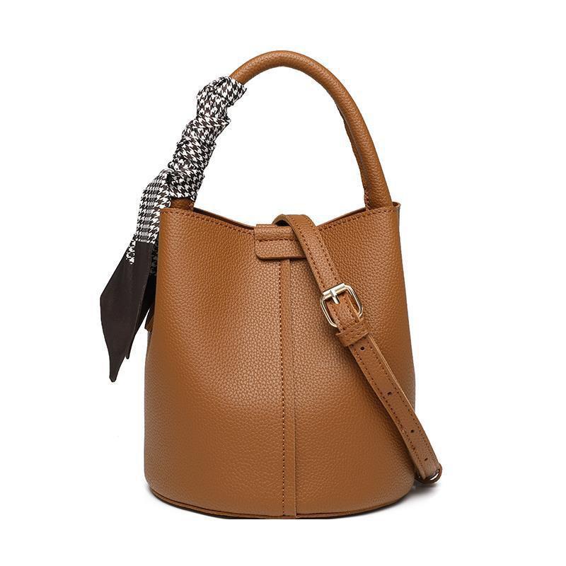 

Lychee Pattern Texture Bucket Bag Women 2025 New French Niche Design Silk Scarf Handbag One-shoulder Cross-body