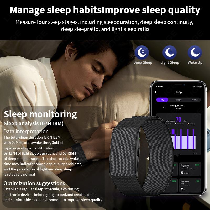 No Screen Sports Smart Bracelet Call Reminder AI Healthy Heart Rate Blood Pressure Pedometer GPS Track Men Women Smartwatch