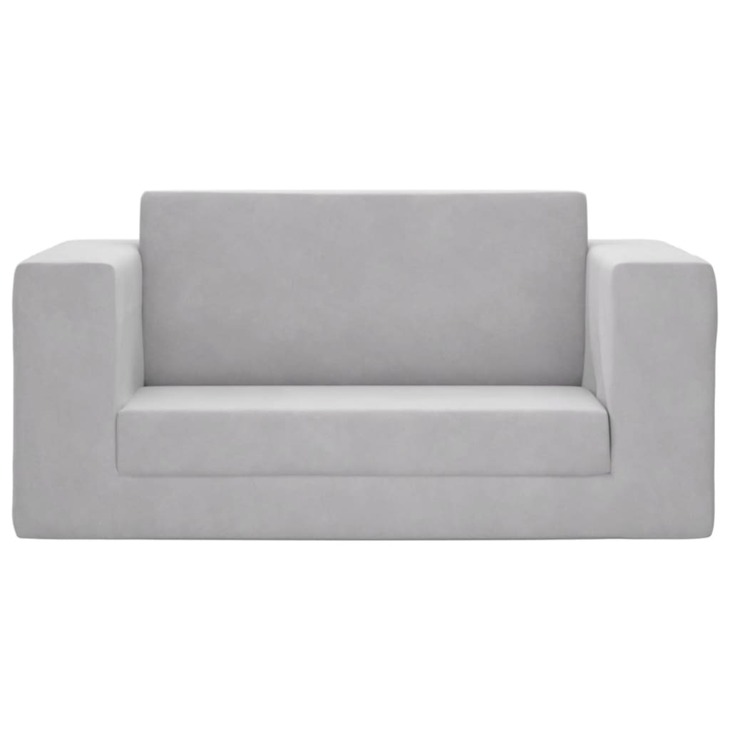 Vidaxl 2-Os. Sofa For Children, Fold-out, Light Grey, Soft Plush